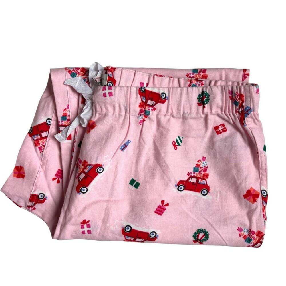 J. Crew Factory Car with Gifts Pink Christmas Flannel Pajamas Pants - Size XL